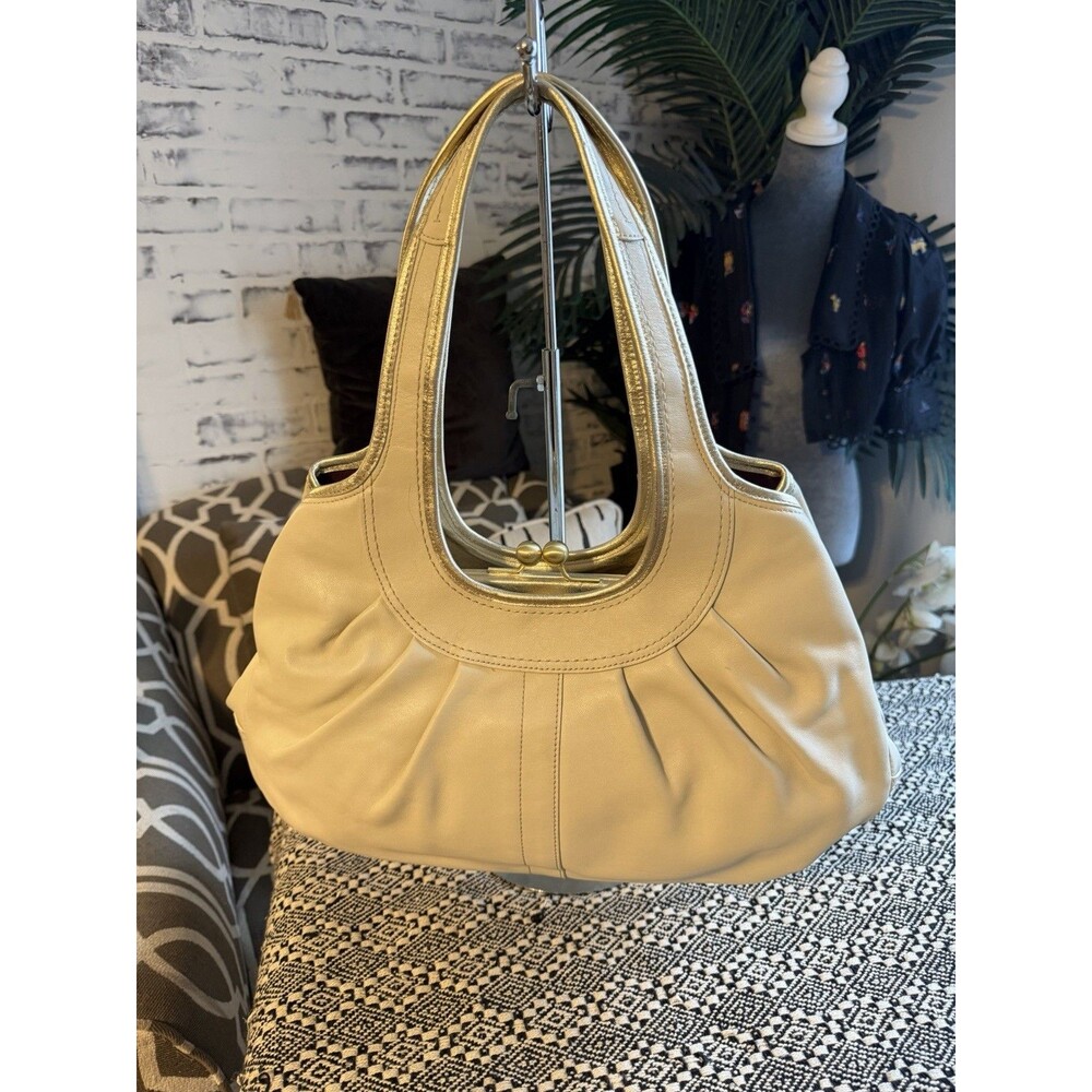 Vintage Coach Ergo Pleated Leather Satchel 14379 Cream Kisslock Y2K Bag